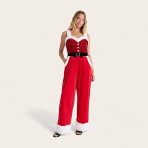 Santa Holiday Festive Party Women's Jumpsuit - Large